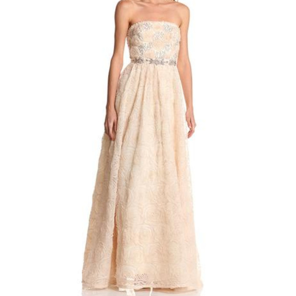 Adrianna Papell Strapless Tulle Rosette Ball Gown - Picture 7 of 8